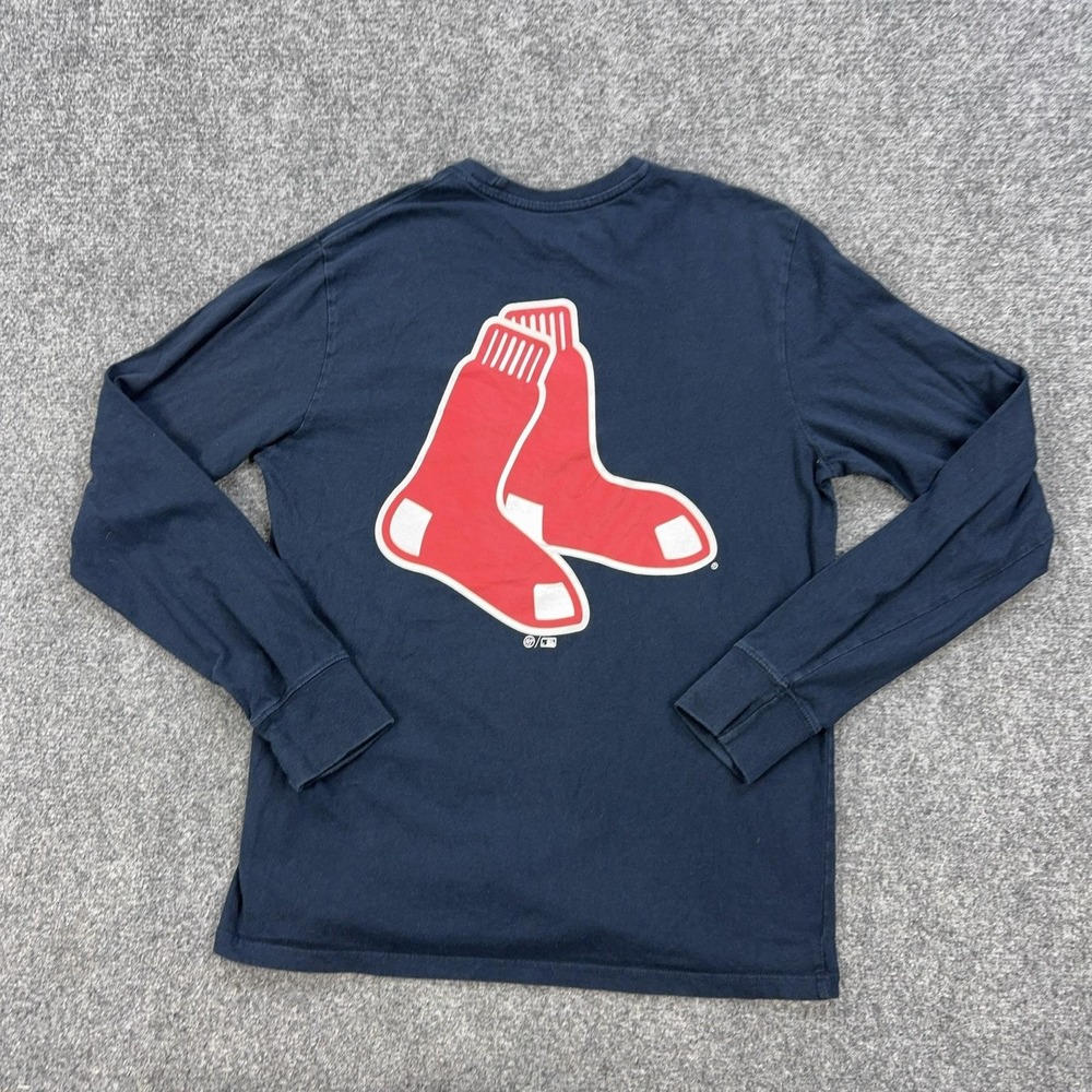 Boston Red Sox Shirt Mens Small Blue MLB Baseball Long Sleeve '47 Cotton